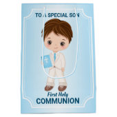 Boy First Heilige Communie Gift Bag Medium Cadeauzakje (Achterkant)