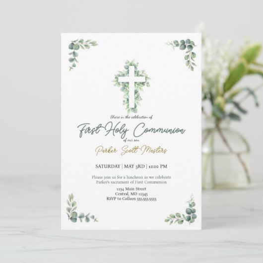 Boy First Holy Communion Invitation (Debout devant)