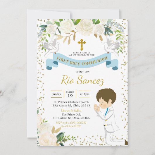 Boy First Holy Communion Invitation (Devant)