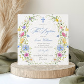 Boy Fleur sauvage Aquarelle Baptism Invitation