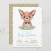 Boy Fox Little Man Baby shower Kaart (Voorkant / Achterkant)