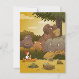 Boy Funny Schattige Oerwoud Safari Dieren Briefkaart