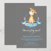 Boy Giraffe Baby shower par Mail Invitation (Devant / Derrière)