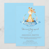 Boy Giraffe Baby shower par Mail Invitation (Devant / Derrière)