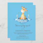 Boy Giraffe Baby shower par Mail Invitation (Devant / Derrière)