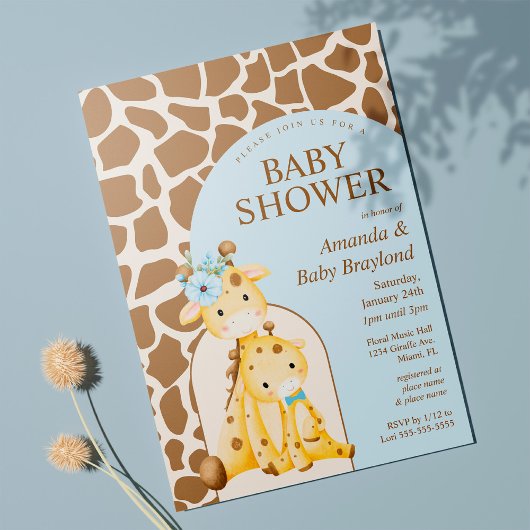 Boy Giraffe Baby shower Uitnodiging