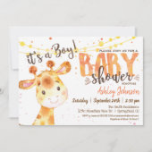 Boy Giraffe Baby shower uitnodiging (Voorkant)