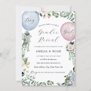 Boy Girl Balloon Gender Reopenbaart Uitnodiging