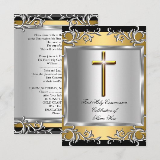 Boy Girl First Heilige Commune Silver Gold SML Kaart (Voorkant / Achterkant)