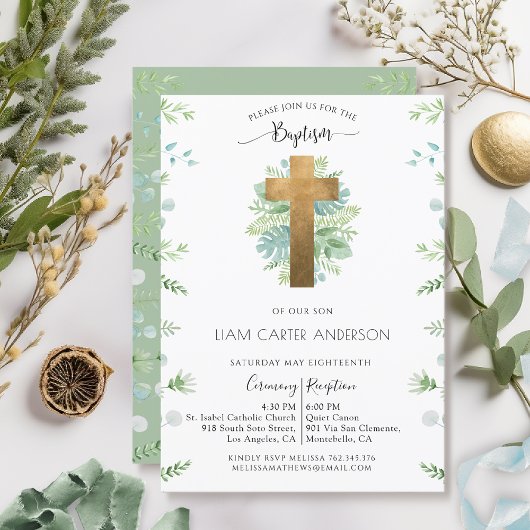 Boy/Girl Greenerm Baptism Mint Green Invitation