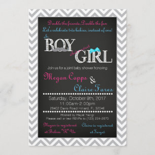 Boy Girl Joint Baby shower Invitation et carte de