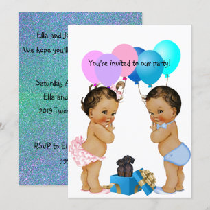 Boy Girl Twins Dachshund Party Invitation Kaart