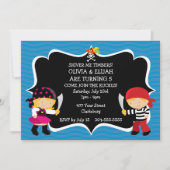 Boy Girl Twins Pirate Birthday Party Kaart (Voorkant)