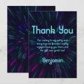 Boy Glow Party Carte de remerciements (Devant / Derrière)