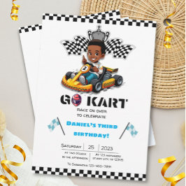 Boy Go-kart racing verjaardagsuitnodigingen Kaart