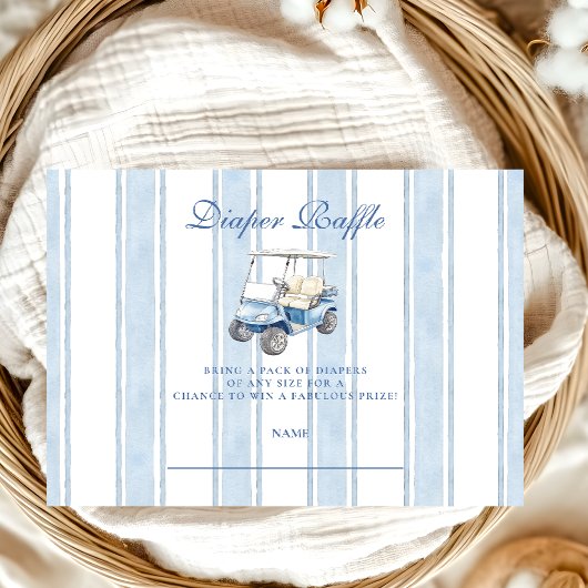 Boy Golf Baby shower Diapper Raffle Informatiekaartje