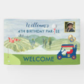 Boy Golf Theme 4th Birthday Party Banner (Horizontaal)
