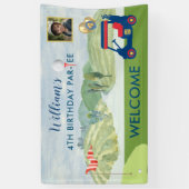 Boy Golf Theme 4th Birthday Party Banner (Verticaal)