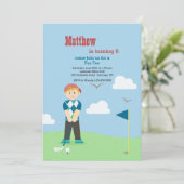Boy Golfer Uitnodiging (Staand voorkant)