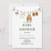 Boy Green Boho Babykleding Baby shower Kaart (Voorkant)