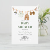 Boy Green Boho Babykleding Baby shower Kaart (Staand voorkant)