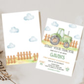 Boy Green Tractor Boerderij Verjaardagsfeest Kaart