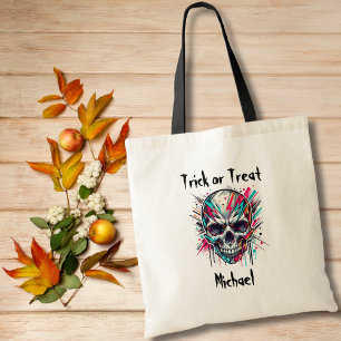 Boy Halloween Trick or treat tas Abstract Schedel