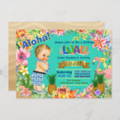 Boy Hawaiian Luau Verjaardagsfeest Kaart (Voorkant / Achterkant)