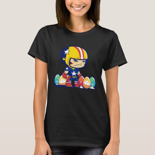 Boy Helmet Easter Eggs Football Easter T-shirt (Voorkant)