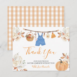 Boy Herfst Kleding Pompoen Herfst Baby shower Bedankkaart