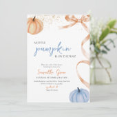 Boy Herfst Rustic Bow Pumpkin Baby shower Kaart (Staand voorkant)