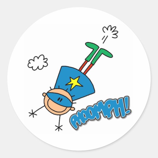 Boy Hero Flying Ronde Sticker (Voorkant)
