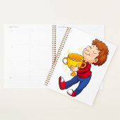 Boy Holding Golden Trophy Award winnaar Planner