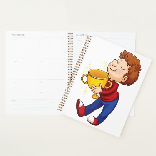 Boy Holding Golden Trophy Award winnaar Planner (Display)