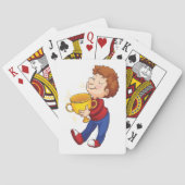 Boy Holding Golden Trophy Award winnaar Pokerkaarten (Achterkant)