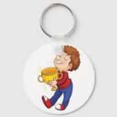 Boy Holding Golden Trophy Award winnaar Sleutelhanger (Voorkant)