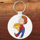 Boy Holding Golden Trophy Award winnaar Sleutelhanger (Voorkant)