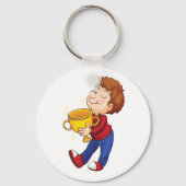 Boy Holding Golden Trophy Award winnaar Sleutelhanger (Achterkant)