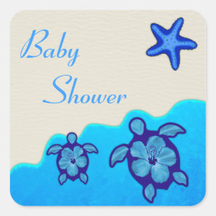 Boy Honu-Baby shower Vierkante Sticker