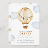 Boy Hot Air ballon Birthday Invitation Kaart (Voorkant / Achterkant)