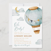 Boy Hot Air Balloon Baby Shower Invitations (Devant)