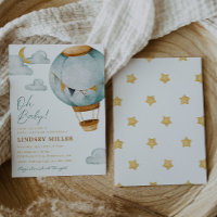 Boy Hot Air Balloon Baby Shower Invitations