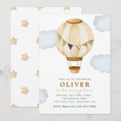Boy Hot Air Balloon Invitation Anniversaire (Devant / Derrière)