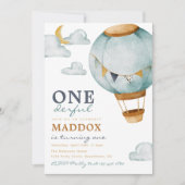 Boy Hot Air Balloon Invitations Anniversaire (Devant)