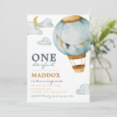 Boy Hot Air Balloon Invitations Anniversaire (Debout devant)