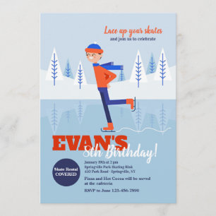Boy Ice Skater Invitation Kaart