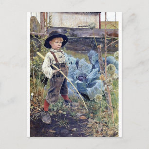 Boy in Cabbage Garden painting Briefkaart
