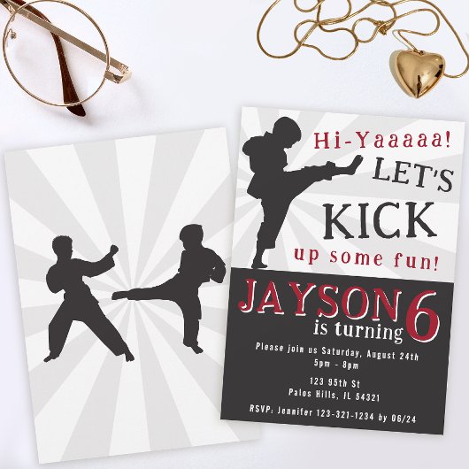 Boy karate fête anniversaire Invitation