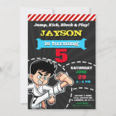 BOY KARATE KIND BIRTHDAY INVITATION SJABLOON KAART (Voorkant)