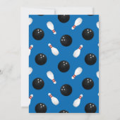 Boy Kind Bowling Verjaardagsfeestje Retro Blauw &  Kaart (Achterkant)